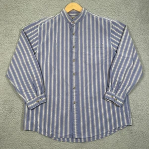 Camisa Frontier Classics Para Hombres L Azul Rayas Vaquero Banda Cuello Ropa de Trabajo Occidental - Imagen 1 de 6