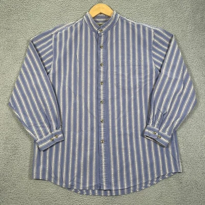 Camisa Frontier Classics Para Hombres L Azul Rayas Vaquero Banda Cuello Ropa de Trabajo Occidental Foto 1 de 4