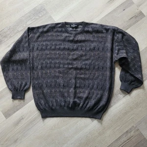 Suéter Pullover Brandini 100% Lana Merino Italia Cuello Redondo Para Hombre Grande Gris Oscuro - Imagen 1 de 7