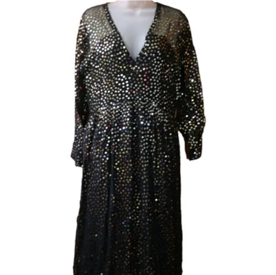 Vestido Romantica by Victor Costa Vintage Negro Lentejuelas Etiqueta Unión 16 Foto 1 de 4