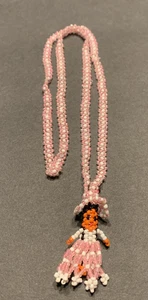 Collana con ciondolo perle semi ragazza indiana nativi americani vintage gioielli rosa - Foto 1 di 9