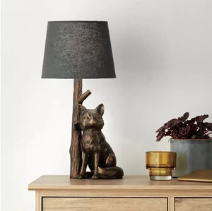 Foxy Animal Table Lamp Rustic Woodland Style For Home Decor 7W Shade Missing - Foto 1 di 3