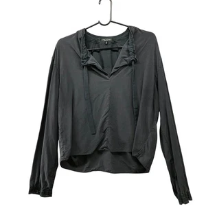 Blusa Rag & Bone 100 % seda manga larga para mujer M negra cuello dividido cuello en V - Imagen 1 de 9