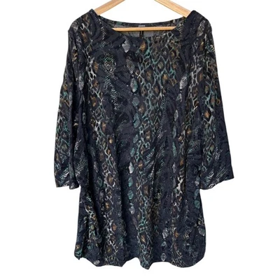 Joanna Hope Terciopelo Repujado Estampado Animal Top Acanalado Arte Único para Usar talla 28 Foto 1 de 4