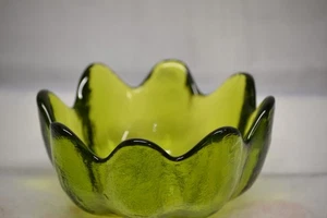 MCM BLENKO CUENCO DE BAYAS DE VIDRIO VERDE SIN ASTILLAS/GRIETAS MEDIADOS DE SIGLO MODERNO - Imagen 1 de 3