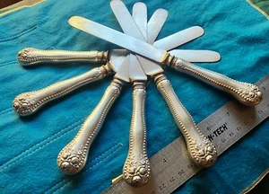 6 Lancaster Rose Gorham Sterling Silver Handle Silverplated Blade Dinner Knives - Picture 1 of 8