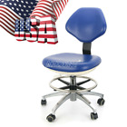 Usa Dental Doctor Assistant Stool Mobile Chair Adjustable Height Pu Leather Blue