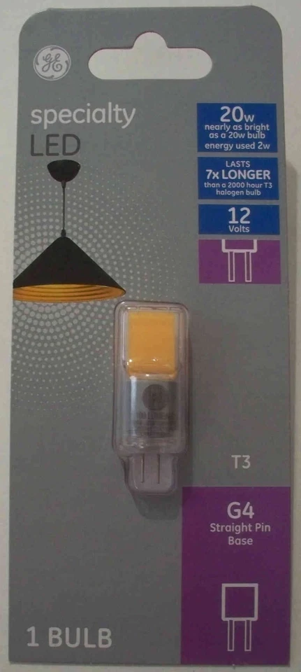 GE Specialty 20W/2W LED Low Voltage 12V T3 G4 Straight Pin Light Lamp-Save 2+ - Image 1 of 1