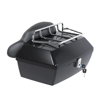 Black Tail Box Trunk Motorcycle Bag Top Rack Pack For Honda Harley Kawasaki - Image 1 of 4