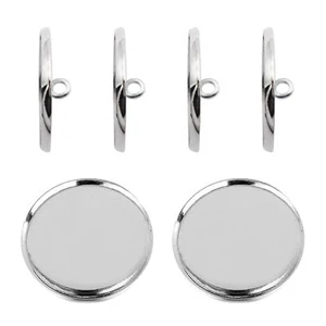 10-pack Blank Bezel Frame Round Sew On Button Silver For Crafts Jewellery DIY - Picture 1 of 6