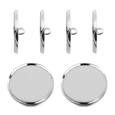 10-pack Blank Bezel Frame Round Sew On Button Silver For Crafts Jewellery DIY - Image 1 of 4