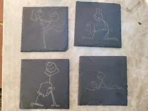 Coaster Slate Kama Sutra Set of 4 Laser Engraved Slate Coasters Funny Man cave💥 - Picture 1 of 8