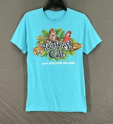 CAMISETA RAINFOREST CAFÉ Galveston Island MUJER Aqua JERSEY PUNTO MANGA CORTA S Foto 1 de 4