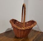 Vintage Woven Wicker Mini Gather Basket w Handle Boho Shabby Chic Shelf Decor 4"
