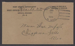 ** US Stampless Cover, Ricardo, NM January 31,1935, Dead Post Office - Bild 1 von 1