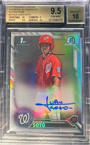 JUAN SOTO 2016 BOWMAN CHROME AUTO REFRACTOR /499 1ST ROOKIE BGS 9.5 /10