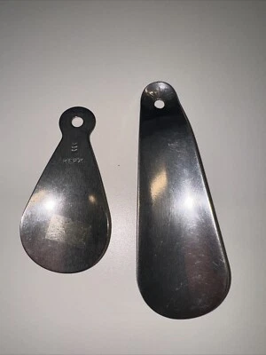 Lote de 2 cuernos de zapato de acero inoxidable vintage de la Unión Soviética (5” y 3”) Foto 1 de 4