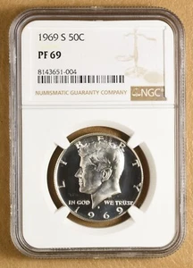 1969 S Proof Kennedy Silver Half Dollar NGC PF69 - Picture 1 of 2