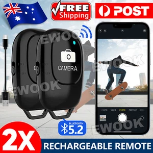 2x Rechargeable Wireless Bluetooth Remote Control Camera Shutter iPhone Samsung - Picture 1 of 12