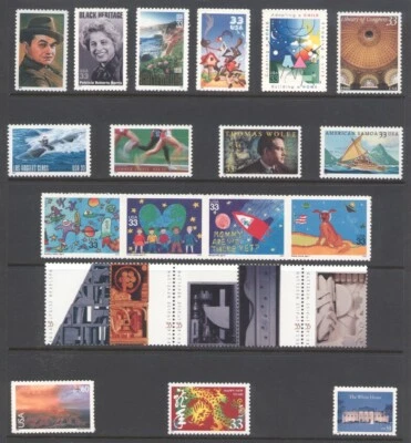2000 U.S. COMMEMORATIVE YEAR SET *100 STAMPS* WITH 4 SHEETS & AIRMAIL MINT-NH - Image 1 of 4