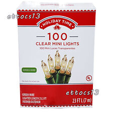 Holiday Time 100 Clear Mini Lights-Christmas-Wedding- New-Green Wire