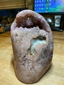 Seltener rosa Amethyst Kristall Mineral Edelstein hochglanzpolierte Oberfläche Präparat 021 - Bild 1 von 12