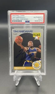 Tim Hardaway Autographed 1990 Hoops Rookie Card w/ 5x All Star PSA 1 - Picture 1 of 2