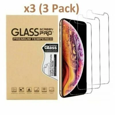 3-Pack iPhone 17 16 15 14 13 12 11 X 8 7 PRO Max Tempered Glass Screen Protector - Image 1 of 4