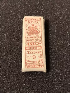 Antiq H. Milward & Sons Milliners Patent Oval Eyed Needles Size 9 20 Needles - Picture 1 of 7