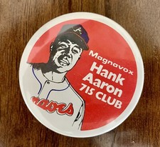 *RARE* Vintage Hank Aaron 715 Club Magnavox Atlanta Braves Pin Button