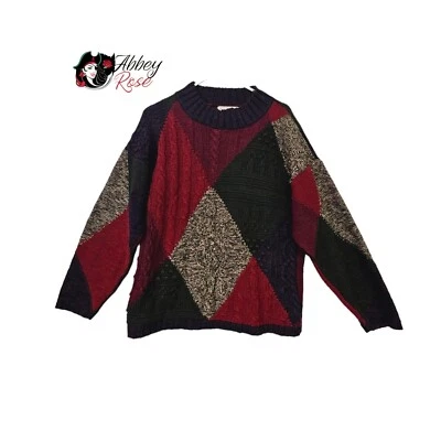 Suéter tejido en esquina informal vintage para mujer grande tejido a mano algodón Ramie Foto 1 de 4