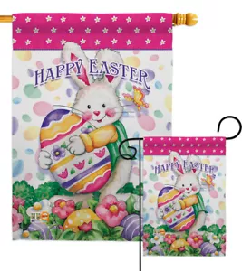Easter Treats Bunny Butterfly Floral Blossom Garden House Yard Flag Banner - Picture 1 of 13