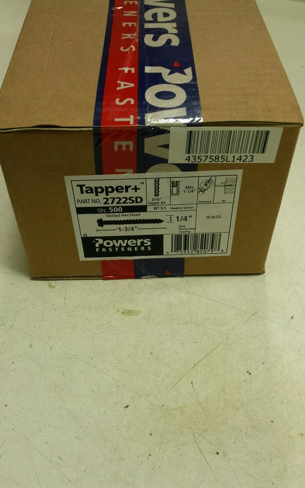 POWERS FIXERS TAPPER+ TAPCON ÂNCORA DE CONCRETO 1-3/4 X1/4 HEX - Imagem 1 de 1