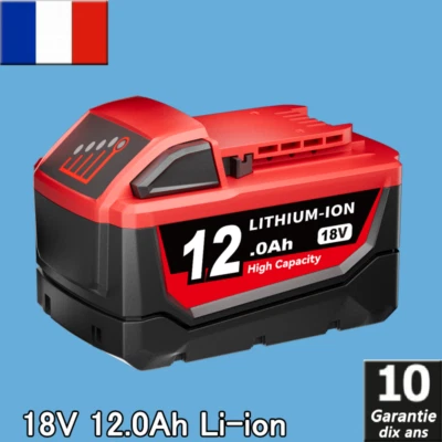 18V pour Milwaukee M18 18V XC 12,0 Ah 48-11-1860 batterie de remplacement Li-ion