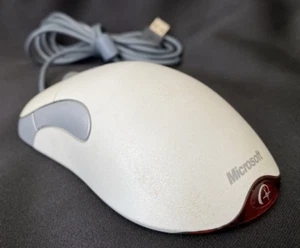 Vintage Microsoft IntelliMouse Optical USB Wired Mouse White Gray Retro - Picture 1 of 6