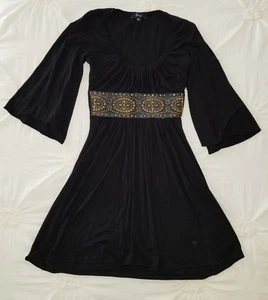 Sky Brand Black Studded Leather Embellished Mini Dress, XS - Picture 1 of 4