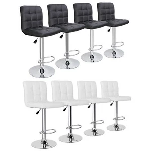 4 PIEZAS taburetes de barra ajustables blancos/negros cuero PU sillas de comedor con respaldo - Imagen 1 de 18