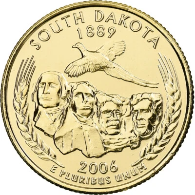 [#375849] United States, Quarter, South Dakota, 2006, U.S. Mint, golden, Copper- - Image 1 of 2