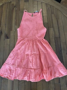 Zara Drop Waist Dress Pink Mini Dress Size Small Tiered High Neck - Picture 1 of 4