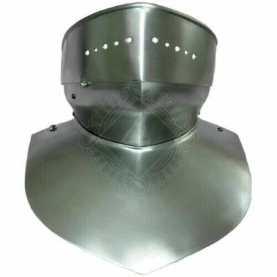 Caballero Medieval Larp Acero Armadura Cuello Protección Usable Gorget Foto 1 de 3