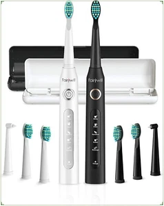 Fairywill D7 / FW-507 Elektrische Zahnbürsten Doppelpack + 8 Bürstenköpfe & Etui - Bild 1 von 8