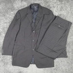 Yves Saint Laurent Anzug 44 L Wolle Blazer Hose W36 L33 Schwarz Streifen 2 Teiler - Bild 1 von 18