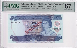 Solomon Islands 5 Dollars 1979 P-6CS1 PMG 67 EPQ Specimen Banknote - Picture 1 of 4