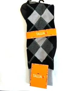 Calcetines para hombre Tallia Argyle 70% algodón mercerizado negro gris crew talla 10-13 - Imagen 1 de 3