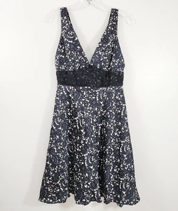 Milly Of New York Size 8 Womens Black Floral Lace Silk Sleeveless Lined Dress - Picture 1 of 12