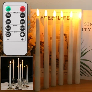 6 Set Stabkerzen LED Kerzen flackernd mit Timer Fernbedienung Dekor Geschenk DE - Bild 1 von 18