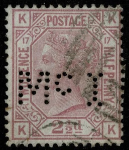 1873 2 1/2d SG141 Scarce Pl 17 GF Duplex Perfin FU Cat. £300.00 - Picture 1 of 1