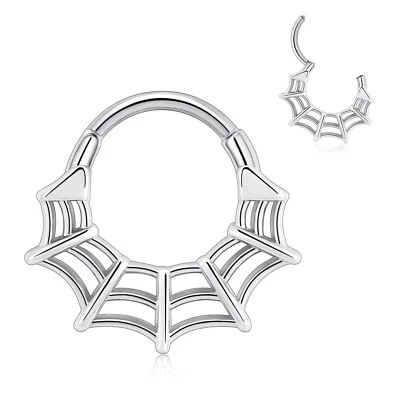 Pendientes de aro con bisagras de acero quirúrgico clicker tabique plateado de 1 pieza 16G EE. UU. Foto 1 de 4