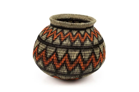 Orange Black and Gray Woven Basket Cover