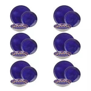 Servizio 18 piatti blu fondo mandala Kyoto blu - Foto 1 di 5